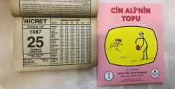 25 Temmuz 1987 hediyelik orijinal Hicret takvim yaprağı (Cin Ali kitabı hediyeli:)
