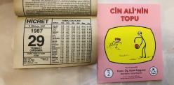 29 Temmuz 1987 hediyelik orijinal Hicret takvim yaprağı (Cin Ali kitabı hediyeli:)