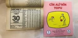 30 Temmuz 1987 hediyelik orijinal Hicret takvim yaprağı (Cin Ali kitabı hediyeli:)
