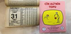 31 Temmuz 1987 hediyelik orijinal Hicret takvim yaprağı (Cin Ali kitabı hediyeli:)