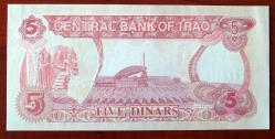 IRAK=1992   5 Dinars   P-80  ÇİL'  DİKKAT SAVAŞ DÖNEMİ  BASKI KALİTESİ KÖTÜDÜR!
