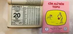 20 Mart 1987 hediyelik orijinal Hicret takvim yaprağı (Cin Ali kitabı hediyeli:)