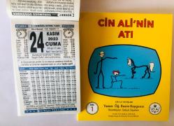 24 Kasım 2023 hediyelik orijinal Türkiye takvim yaprağı (Cin Ali kitabı hediyeli:)