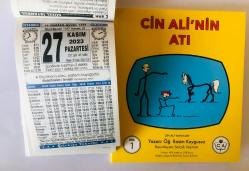 27 Kasım 2023 hediyelik orijinal Türkiye takvim yaprağı (Cin Ali kitabı hediyeli:)