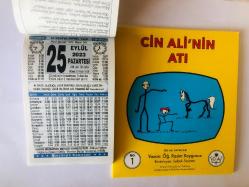 25 Eylül 2023 hediyelik orijinal Türkiye takvim yaprağı (Cin Ali kitabı hediyeli:)