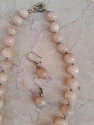 Pink Quars Doğal Taş Kolye ve Küpesi