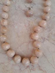 Pink Quars Doğal Taş Kolye ve Küpesi