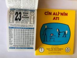 23 Nisan 2023 hediyelik orijinal Türkiye takvim yaprağı (Cin Ali kitabı hediyeli:)