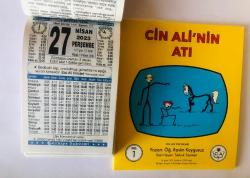 27 Nisan 2023 hediyelik orijinal Türkiye takvim yaprağı (Cin Ali kitabı hediyeli:)