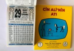 29 Mart 2023 hediyelik orijinal Türkiye takvim yaprağı (Cin Ali kitabı hediyeli:)