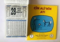 28 Ocak 2023 hediyelik orijinal Türkiye takvim yaprağı (Cin Ali kitabı hediyeli:)