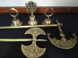 PİRİNÇ OSMANLI ARMALI ZİL, ALEM VE TEBER TAKIMI