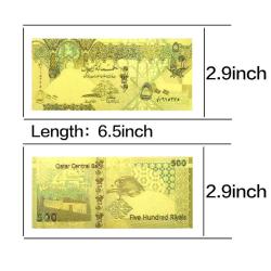 Koleksiyonluk, Hediyelik KATAR 500 Riyal 24K Altın Varak Hatıra Para Altın  Sertikalı