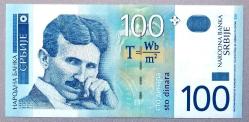 SIRBİSTAN=2003  100 Dinara  P-41  ÇİL'  N. TESLA