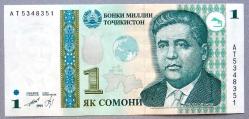 TACİKİSTAN=1999..2010  1 Somoni  P-14A  UNC-ÇİL
