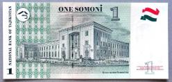 TACİKİSTAN=1999..2010  1 Somoni  P-14A  UNC-ÇİL