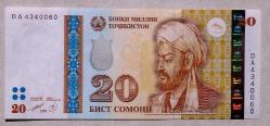 TACİKİSTAN=1999 (2000)  20 Somoni  P-17  ÇİL'