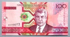 TÜRKMENİSTAN=2005  100 Manat  P-18  ÇİL'