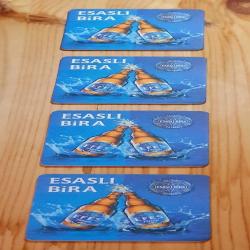 4 Adet Efes Pilsen Bira Bardak Altlığı - Esaslı Bira ( Kullanılmamış )