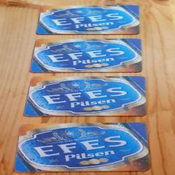 4 Adet Efes Pilsen Bira Bardak Altlığı - Esaslı Bira ( Kullanılmamış )