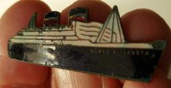 ESKİ DÖNEM İNGİLTEREDEN ALINMA GEMİ FİGÜRLÜ ELİZABETH İBARELİ ORİJİNAL MİNELİ YAKA ROZETİ RR2AA1 ÇOK ÇOK NADİRDİR