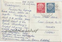 Frankfurt am Main - Hauptwache / Alman Postasından Geçmiş, Arka Yüzü Çift Pullu ve Damgalı
