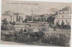 Sofia - Schmuckplatz zwischen Moschee u Stadtbad, 1928 / Sofya ve İstanbul Posta Damgalı / Arka Yüzü Osmanlıca Yazılı / İmalat-ı Harbiye Heyeti Fenniye Reisi Binbaşı Nureddin'e gönderilmiş