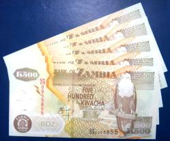 ZAMBİYA=2008  500 Kwacha   P-43f   ÇİL'    POLYMER   5 Adet!