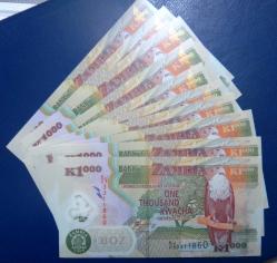ZAMBİYA=2008  1000 Kwacha P-44f  ÇİL'  POLYMER  10 Adet!
