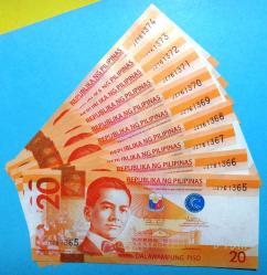 FİLİPİNLER=2012  20 Piso  P-206  ÇİL' 10 Adet!