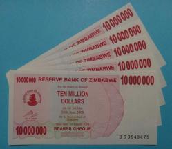 ZİMBABWE=2008 10000000 Dollars P-55   ÇİL'  5 Adet!