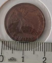 1939 ALMANYA REİCH NAZİ HİTLER DÖNEMİ BRONZ 2 PFENNİG ORİJİNAL PARASI ÇİL R1EE2 ÇOK ÇOK NADİRDİR