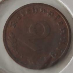 1939 ALMANYA REİCH NAZİ HİTLER DÖNEMİ BRONZ 2 PFENNİG ORİJİNAL PARASI ÇİL R1EE2 ÇOK ÇOK NADİRDİR