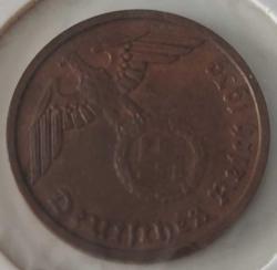 1939 ALMANYA REİCH NAZİ HİTLER DÖNEMİ BRONZ 2 PFENNİG ORİJİNAL PARASI ÇİL R1EE2 ÇOK ÇOK NADİRDİR