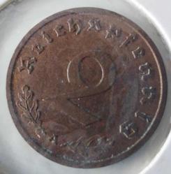 1939 ALMANYA REİCH NAZİ HİTLER DÖNEMİ BRONZ 2 PFENNİG ORİJİNAL PARASI ÇİL R1EE2 ÇOK ÇOK NADİRDİR