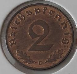 1938 ALMANYA REİCH NAZİ HİTLER DÖNEMİ BRONZ 2 PFENNİG ORİJİNAL PARASI ÇİL G1BB1R ÇOK ÇOK NADİRDİR