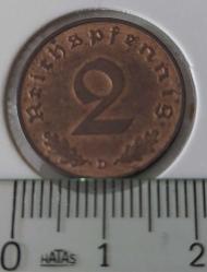 1938 ALMANYA REİCH NAZİ HİTLER DÖNEMİ BRONZ 2 PFENNİG ORİJİNAL PARASI ÇİL G1BB1R ÇOK ÇOK NADİRDİR