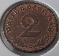 1938 ALMANYA REİCH NAZİ HİTLER DÖNEMİ BRONZ 2 PFENNİG ORİJİNAL PARASI ÇİL G1BB1R ÇOK ÇOK NADİRDİR