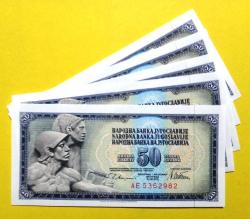 YUGOSLAVYA=1979  50 Dinar  P-89a   ÇİL'  5 Adet!