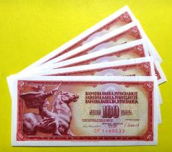 YUGOSLAVYA=1981  100 Dinar  P-90b   ÇİL'  5 Adet!