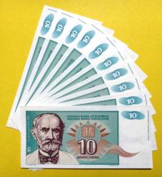 YUGOSLAVYA=1994  10 Dinar  P-138    ÇİL' 10 Adet!