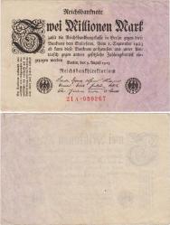 Efemera - ALMANYA 2 MİLYON MARK 1923. WEİMAR CUMHURİYETİ HİPERENFLASYON DÖNEMİ 1923-25 KULLANILMIŞTIR. AÇIKLAMAYI OKUYUNUZ. ÇOK ÇOK TEMİZ+ KONDİSYON. - kitantik - kitaLog
