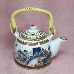 VINTAGE ÇİN SEDDİ RESİMLİ PORSELEN ÇAYDANLIK