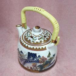 VINTAGE ÇİN SEDDİ RESİMLİ PORSELEN ÇAYDANLIK