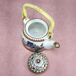 VINTAGE ÇİN SEDDİ RESİMLİ PORSELEN ÇAYDANLIK