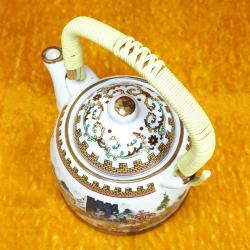 VINTAGE ÇİN SEDDİ RESİMLİ PORSELEN ÇAYDANLIK