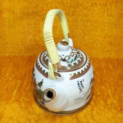 VINTAGE ÇİN SEDDİ RESİMLİ PORSELEN ÇAYDANLIK