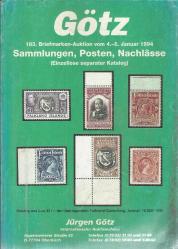 GÖTZ 183 BRİEFMARKEN AUKTİON VOM 4 8 JANUAR 1994 - SAMMLUNGEN POSTEN NACHLASSE (EİNZELLOSE SEPARATER KATALOG)