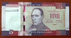 LİBERYA=2016  5 Dollars  P-31a   ÇİL'
