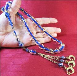 Antika - ALTIN VaRaKLı 33 LüK EPOKSİ TESBİH.......MAVİ 11x13,5mm - kitantik - kitaLog